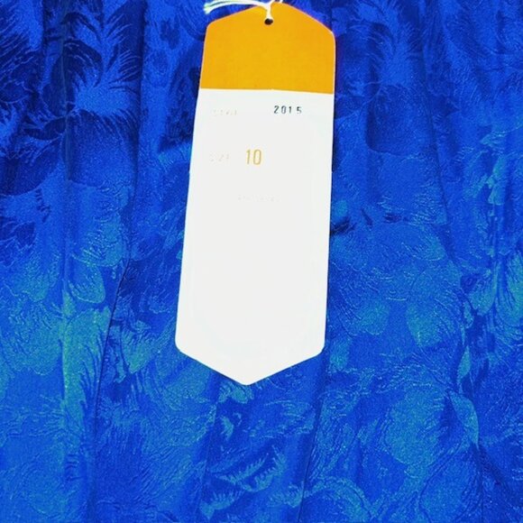 Maggie London Skirt Jacket Size 10 Bright Blue Floral Sequins Silk Two Piece - Picture 9 of 11